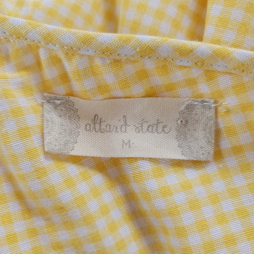 Altar'd State Yellow Gingham One Shoulder Dress Size Medium EUC - Picture 6 of 10